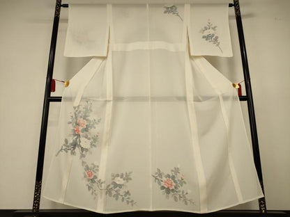 平和屋着物＊夏物　訪問着　絽　手描き　草花文　正絹　逸品　未使用　AABK6596jd