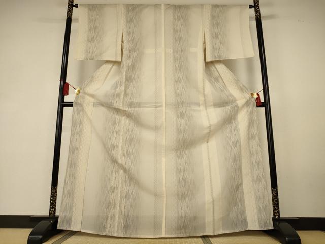 平和屋着物＊夏物　本場大島紬　夏大島　白大島　樹林文　正絹　逸品　AABK6598jd