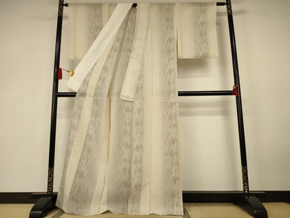 平和屋着物＊夏物　本場大島紬　夏大島　白大島　樹林文　正絹　逸品　AABK6598jd