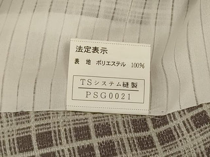 平和屋着物＊夏物　小紋　紗　格子　洗える着物　AABK6604jd