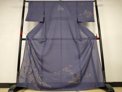 平和屋着物＊夏物　訪問着　中国三大刺繍　蘇州刺繍　絽　流水花蝶文　反端付き　正絹　逸品　AABK6613jd