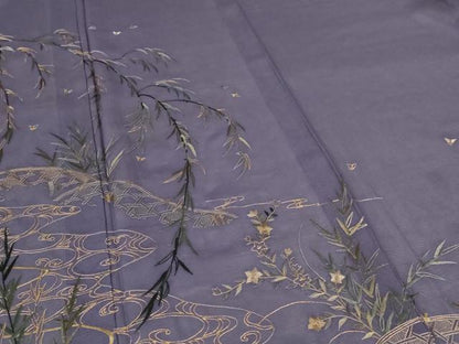 平和屋着物＊夏物　訪問着　中国三大刺繍　蘇州刺繍　絽　流水花蝶文　反端付き　正絹　逸品　AABK6613jd