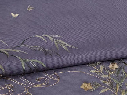 平和屋着物＊夏物　訪問着　中国三大刺繍　蘇州刺繍　絽　流水花蝶文　反端付き　正絹　逸品　AABK6613jd