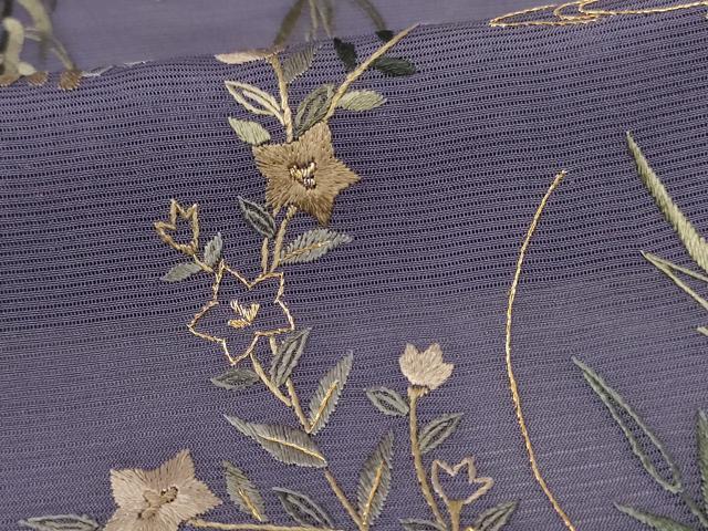 平和屋着物＊夏物　訪問着　中国三大刺繍　蘇州刺繍　絽　流水花蝶文　反端付き　正絹　逸品　AABK6613jd
