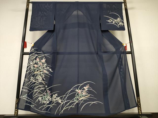 平和屋着物＊夏物　訪問着　絽　友禅　草花文　正絹　逸品　AABK6614jd