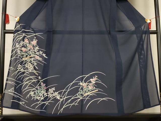 平和屋着物＊夏物　訪問着　絽　友禅　草花文　正絹　逸品　AABK6614jd