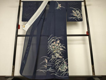 平和屋着物＊夏物　訪問着　絽　友禅　草花文　正絹　逸品　AABK6614jd