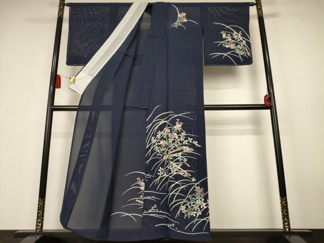 平和屋着物＊夏物　訪問着　絽　友禅　草花文　正絹　逸品　AABK6614jd