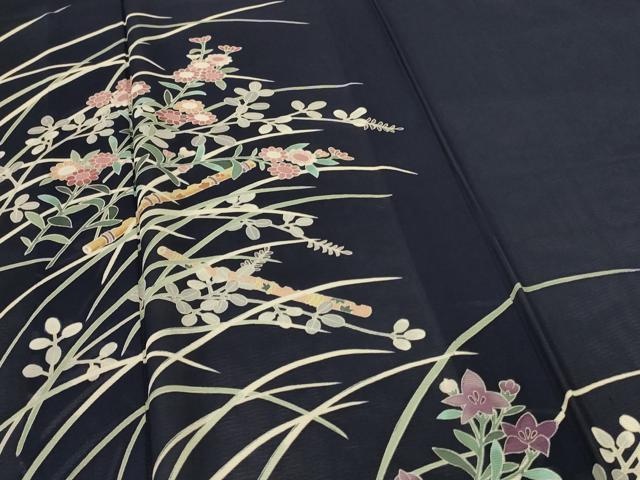 平和屋着物＊夏物　訪問着　絽　友禅　草花文　正絹　逸品　AABK6614jd