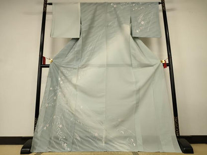 平和屋着物＊夏物　訪問着　紋絽　枝垂れ草花文　暈し染め　金銀彩　ロング丈　正絹　逸品　AABK6615jd