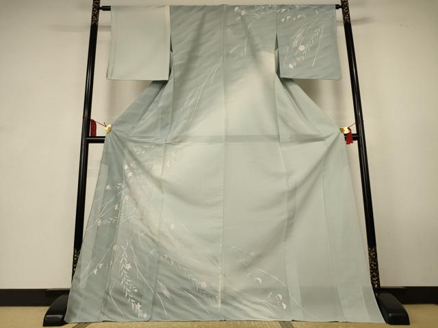 平和屋着物＊夏物　訪問着　紋絽　枝垂れ草花文　暈し染め　金銀彩　ロング丈　正絹　逸品　AABK6615jd