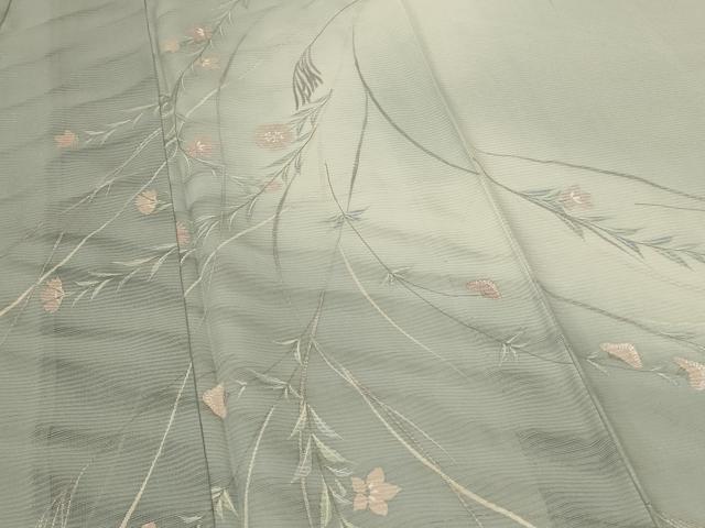 平和屋着物＊夏物　訪問着　紋絽　枝垂れ草花文　暈し染め　金銀彩　ロング丈　正絹　逸品　AABK6615jd