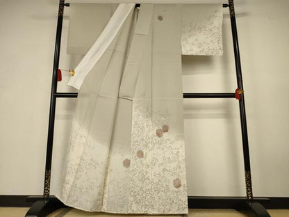 平和屋着物＊夏物　訪問着　絽　竹屋町刺繍　萩　ドロンワーク　暈し染め　銀糸　正絹　逸品　AABK6616jd