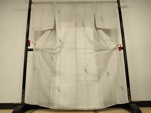 平和屋着物＊夏物　小紋　紗　間道　正絹　逸品　AABK6617jd