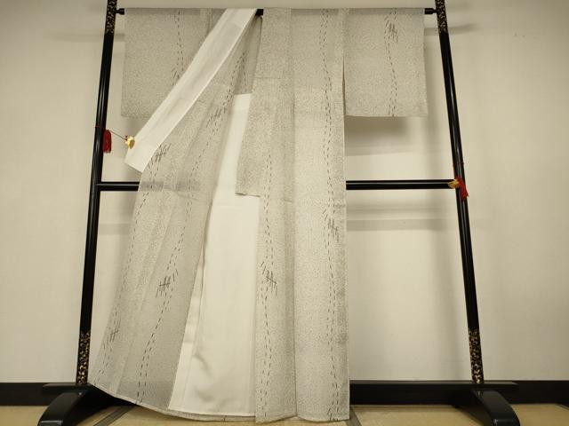 平和屋着物＊夏物　小紋　紗　間道　正絹　逸品　AABK6617jd