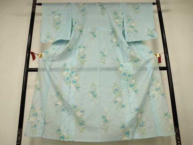 平和屋着物＊夏物　小紋　絽　草花文　洗える着物　AABK6622jd