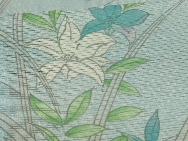 平和屋着物＊夏物　小紋　絽　草花文　洗える着物　AABK6622jd
