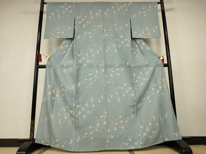 平和屋着物＊夏物　小紋　絽　枝花文　正絹　逸品　AABK6623jd