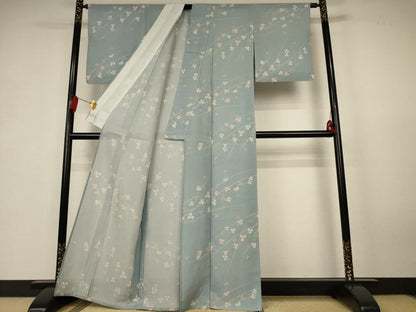 平和屋着物＊夏物　小紋　絽　枝花文　正絹　逸品　AABK6623jd