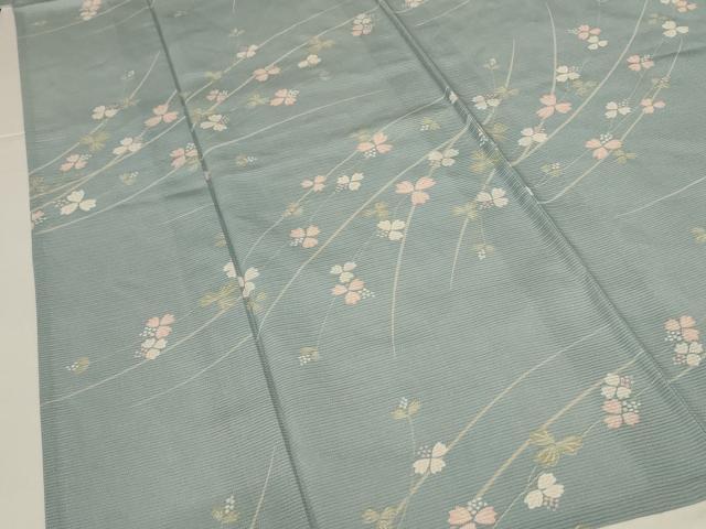 平和屋着物＊夏物　小紋　絽　枝花文　正絹　逸品　AABK6623jd