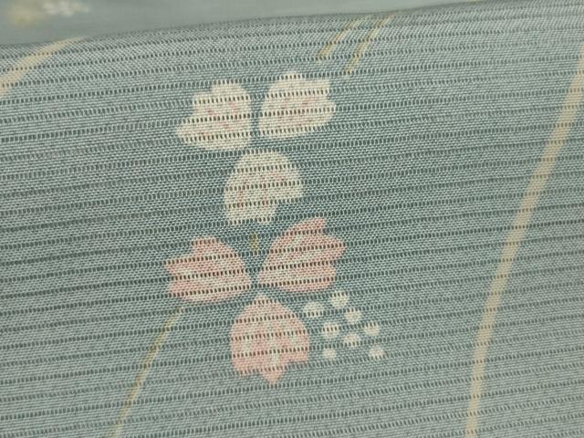 平和屋着物＊夏物　小紋　絽　枝花文　正絹　逸品　AABK6623jd