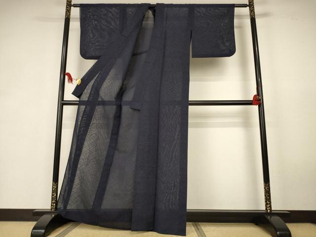 平和屋着物＊夏物　色無地　草葉紋紗　褐返色　正絹　逸品　AABK6624jd
