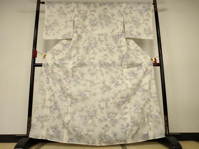 平和屋着物＊夏物　小紋　絽　手描き　草花文　正絹　逸品　AABK6626jd