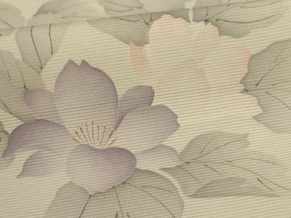 平和屋着物＊夏物　小紋　絽　手描き　草花文　正絹　逸品　AABK6626jd