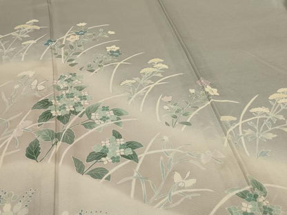 平和屋着物＊夏物　訪問着　絽　駒刺繍　草花文　暈し染め　銀糸　正絹　逸品　AABK6628jd