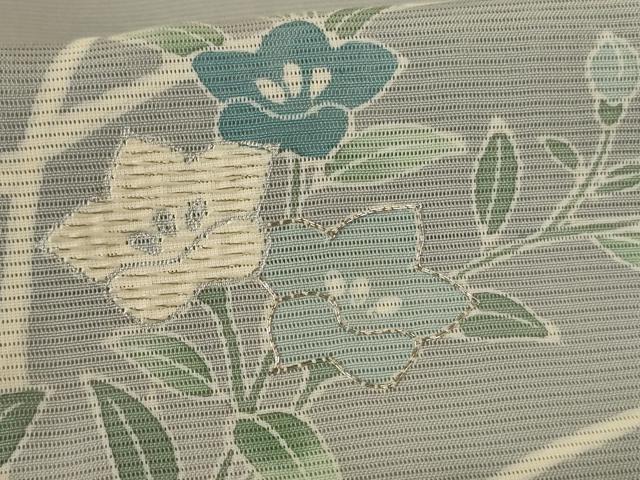 平和屋着物＊夏物　訪問着　絽　駒刺繍　草花文　暈し染め　銀糸　正絹　逸品　AABK6628jd
