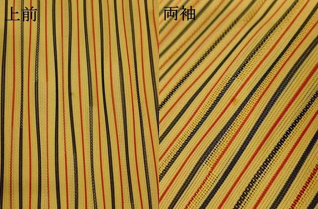 平和屋着物＊夏物　小紋　縞紋紗　よろけ縞　正絹　逸品　AABK6629jd
