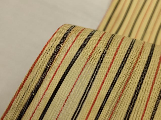 平和屋着物＊夏物　小紋　縞紋紗　よろけ縞　正絹　逸品　AABK6629jd