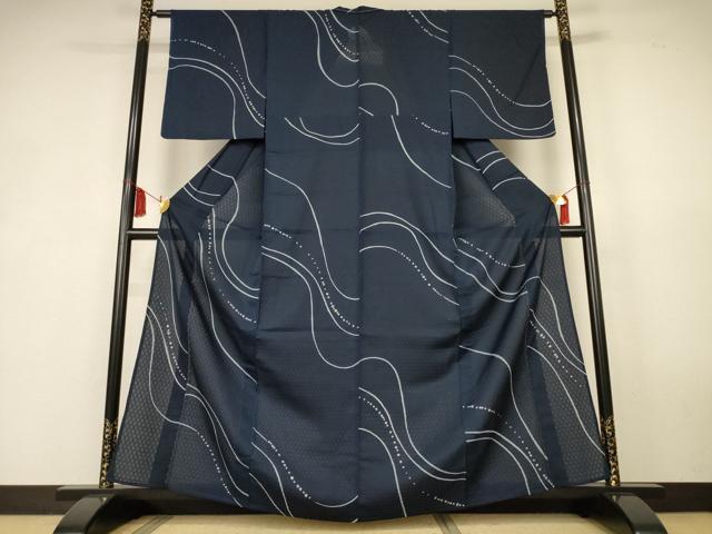 平和屋着物＊夏物　小紋　丸紋紗　抽象文様　京都きもの友禅扱い　正絹　逸品　未使用　AABK6632jd