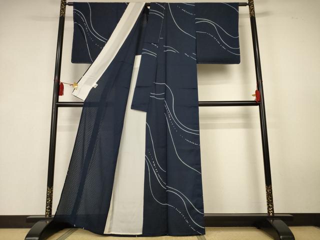 平和屋着物＊夏物　小紋　丸紋紗　抽象文様　京都きもの友禅扱い　正絹　逸品　未使用　AABK6632jd
