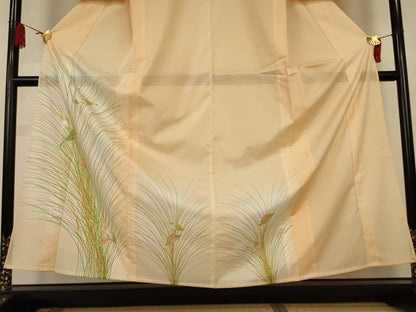 平和屋着物＊夏物　訪問着　絽　草葉文　暈し染め　銀彩　洗える着物　AABK6636jd