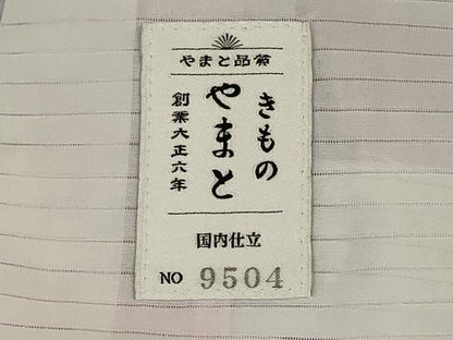 平和屋着物＊夏物　本場小千谷ちぢみ　格子　やまと誂製　証紙・たとう紙付き　麻　逸品　AABK6645jd