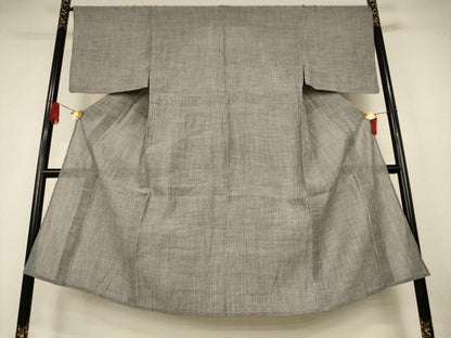 平和屋着物＊夏物　男性　小千谷ちぢみ　素鼠色　麻　逸品　AABK6650jd