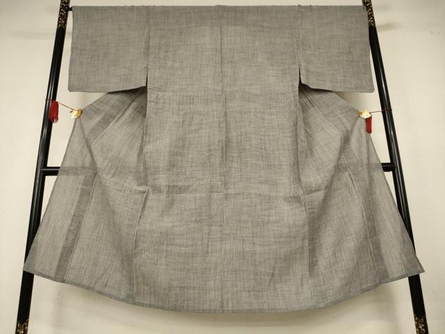 平和屋着物＊夏物　男性　小千谷ちぢみ　素鼠色　麻　逸品　AABK6650jd