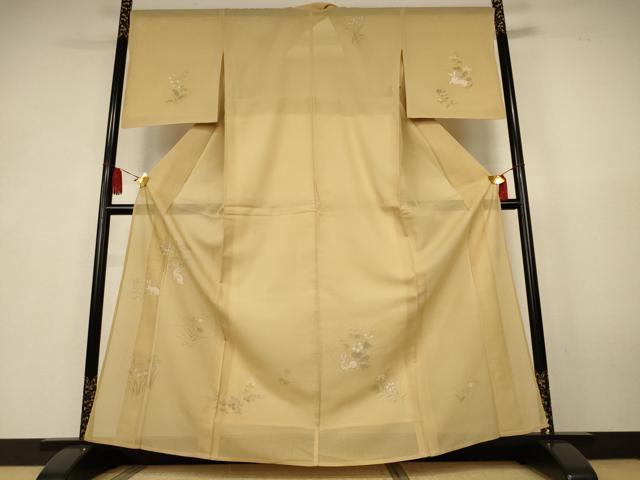平和屋着物＊夏物　訪問着　絽　草花文　兎　正絹　逸品　AABK6652jd