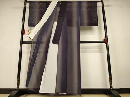 平和屋着物＊夏物　小紋　紋紗　間道　暈し染め　正絹　逸品　AABK6653jd