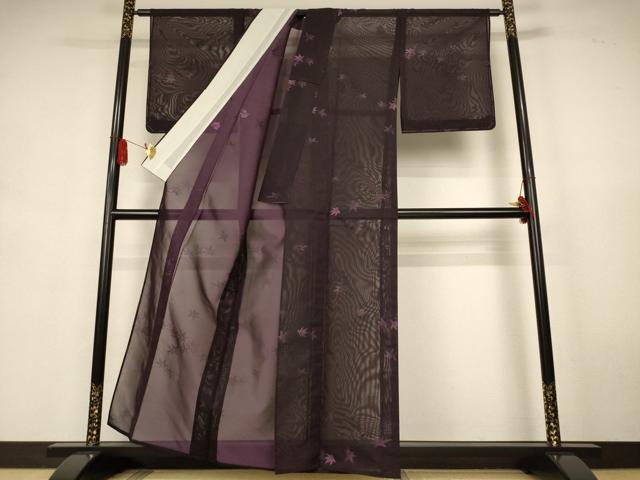 平和屋着物＊夏物　小紋　紗　舞葉文　正絹　逸品　未使用　AABK6656jd