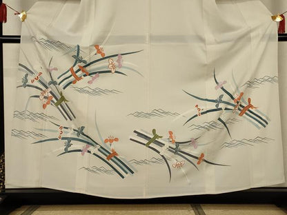 平和屋着物＊夏物　訪問着　絽　草花文　銀彩　正絹　逸品　AABK6657jd