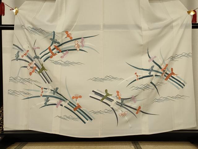 平和屋着物＊夏物　訪問着　絽　草花文　銀彩　正絹　逸品　AABK6657jd