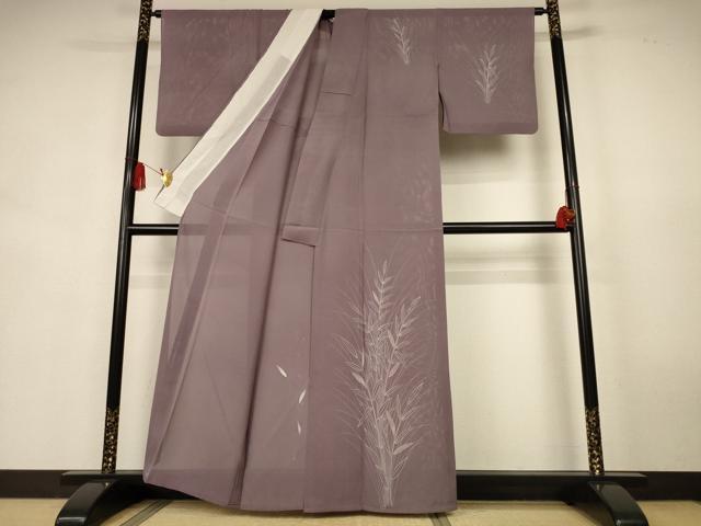 平和屋着物＊夏物　訪問着　絽　草葉文　正絹　逸品　AABK6658jd