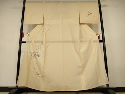 平和屋着物＊夏物　訪問着　絽　流水筏花文　銀彩　正絹　逸品　AABK6661jd