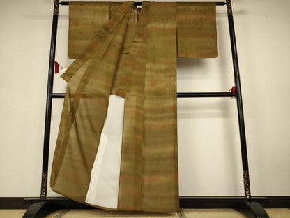 平和屋着物＊夏物　小紋　紗　横段文　正絹　逸品　AABK6665jd