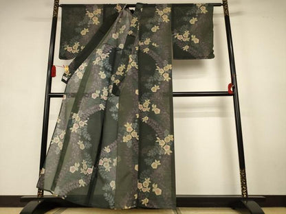 平和屋着物＊夏物　小紋　紗　辻が花　やまと誂製　洗える着物　未使用　AABK6668jd