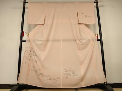 平和屋着物＊夏物　訪問着　絽縮緬　手描き　流水楓文　金銀彩　洗える着物　未使用　AABK6669jd