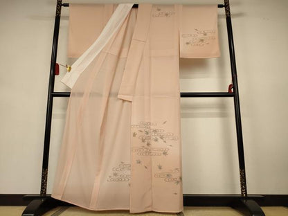 平和屋着物＊夏物　訪問着　絽縮緬　手描き　流水楓文　金銀彩　洗える着物　未使用　AABK6669jd