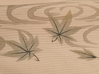 平和屋着物＊夏物　訪問着　絽縮緬　手描き　流水楓文　金銀彩　洗える着物　未使用　AABK6669jd
